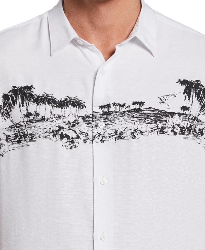Cubavera Scenic Print Textured Shirt Brilliant White
