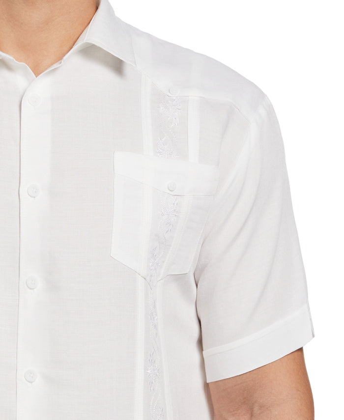 Cubavera Short Sleeve Embroidered Guayabera Bright White