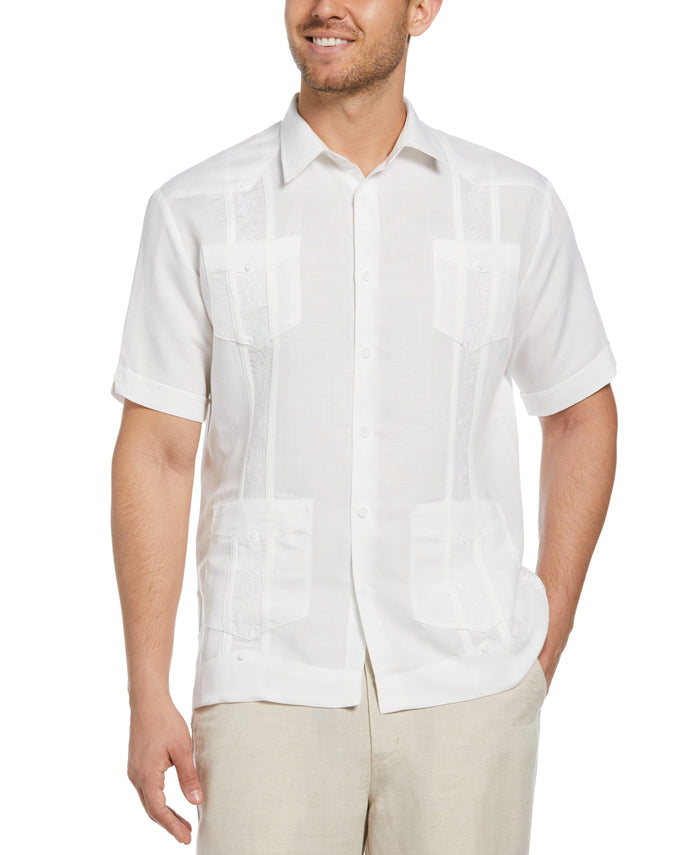 cubavera Short Sleeve Embroidered Guayabera Bright White
