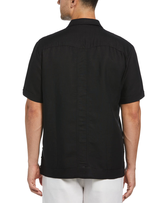 Cubavera Short Sleeve Embroidered Guayabera Jet Black