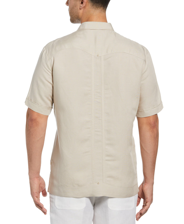 Cubavera Short Sleeve Embroidered Guayabera Natural Linen