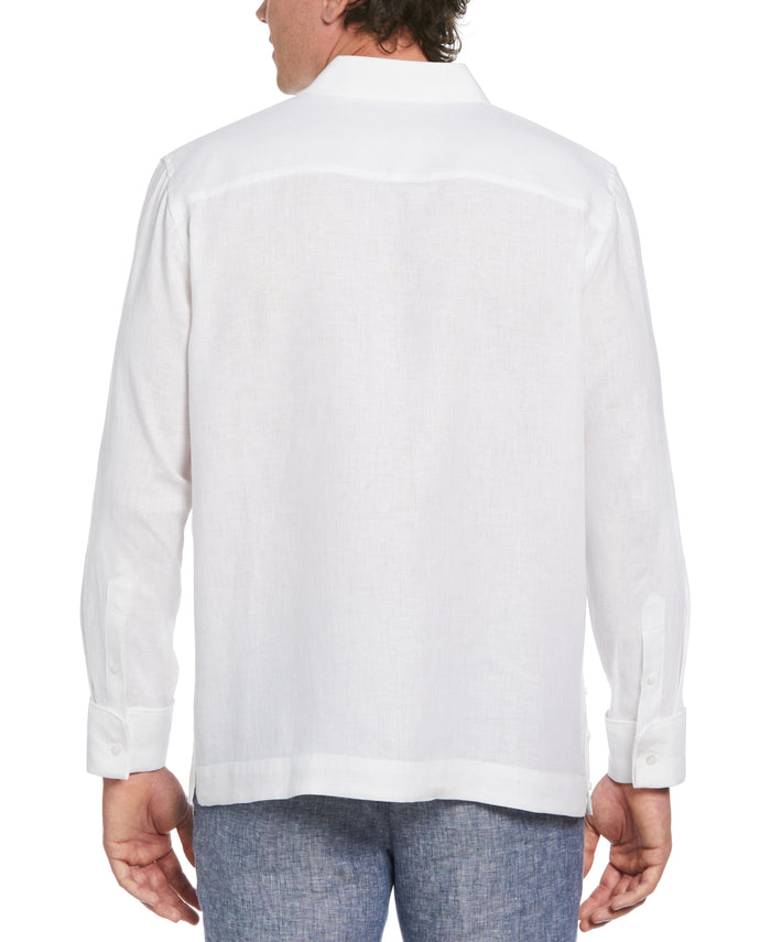 Cubavera Solid Linen Presidente Guayabera Shirt Brilliant White