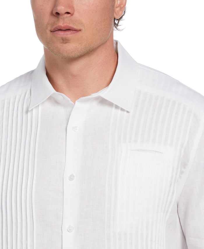 Cubavera Solid Linen Presidente Guayabera Shirt Brilliant White