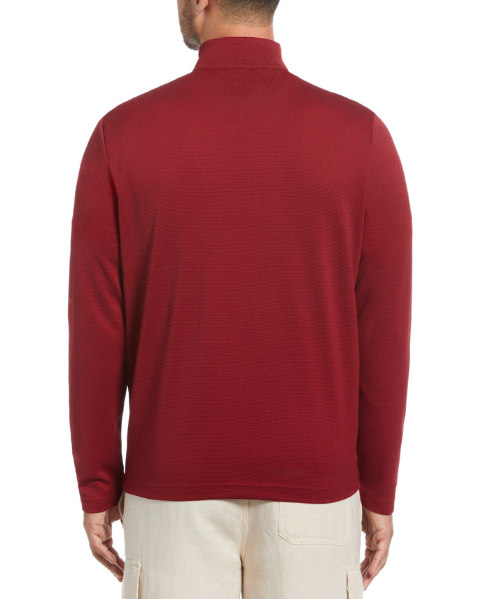 Cubavera Solid Textured 1/4 Zip Pullover Sweater Biking Red