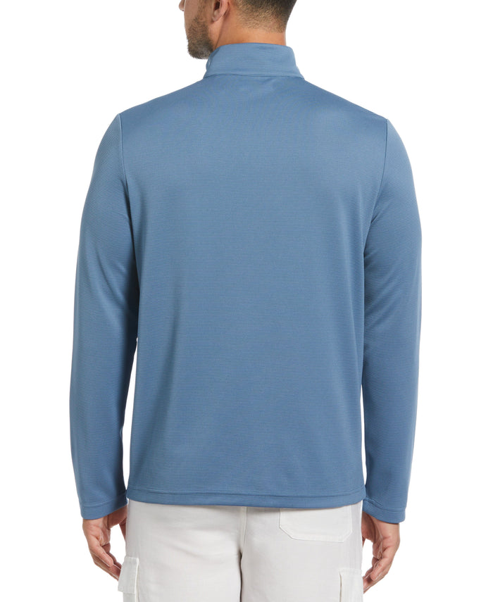 Cubavera Solid Textured 1/4 Zip Pullover Sweater Captains Blue