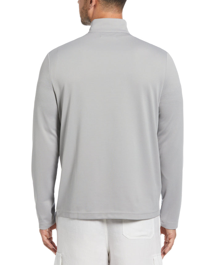 Cubavera Solid Textured 1/4 Zip Pullover Sweater Sleet