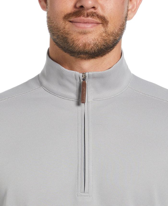 Cubavera Solid Textured 1/4 Zip Pullover Sweater Sleet