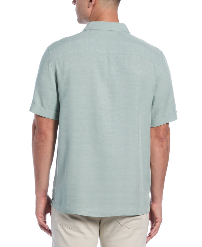 Cubavera Solid Textured Cuban Collar Shirt Blue Surf