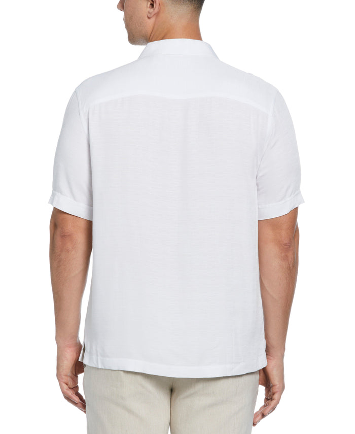 Cubavera Solid Textured Cuban Collar Shirt Brilliant White