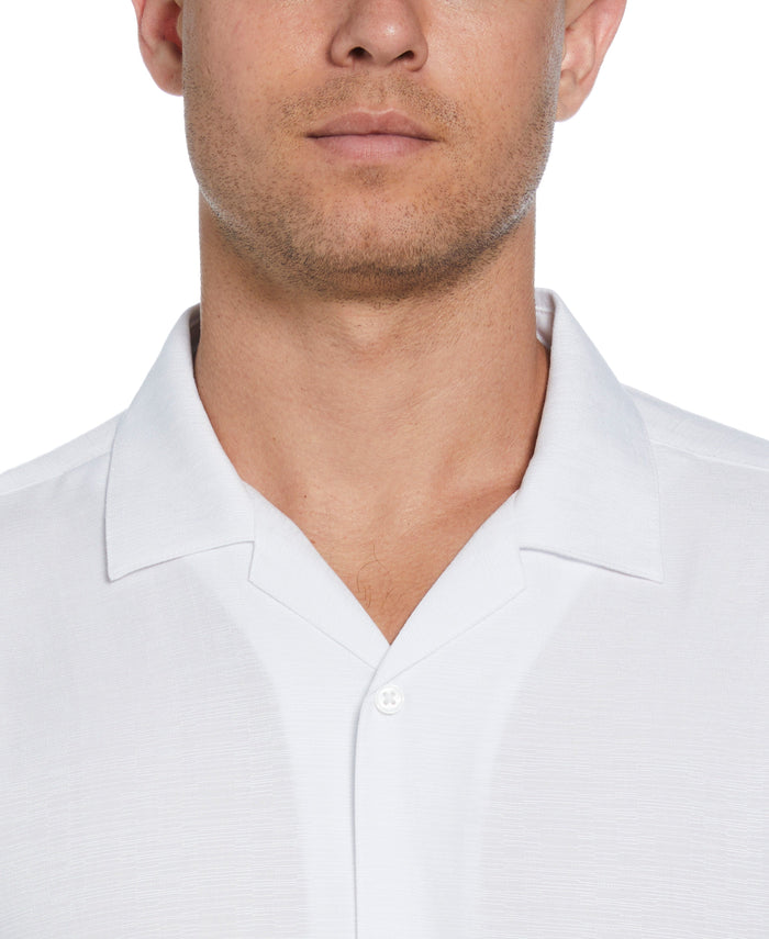 Cubavera Solid Textured Cuban Collar Shirt Brilliant White
