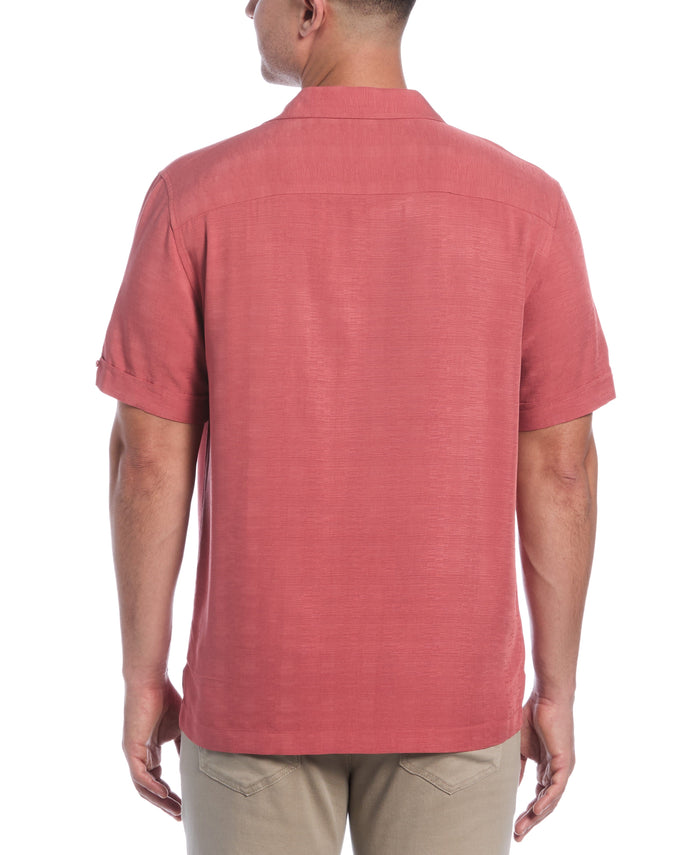 Cubavera Solid Textured Cuban Collar Shirt Dusty Cedar