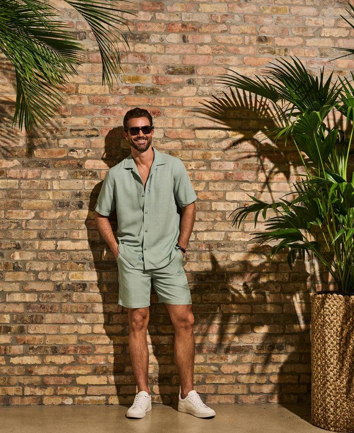 Cubavera Solid Textured Pull On Drawstring Shorts Blue Surf