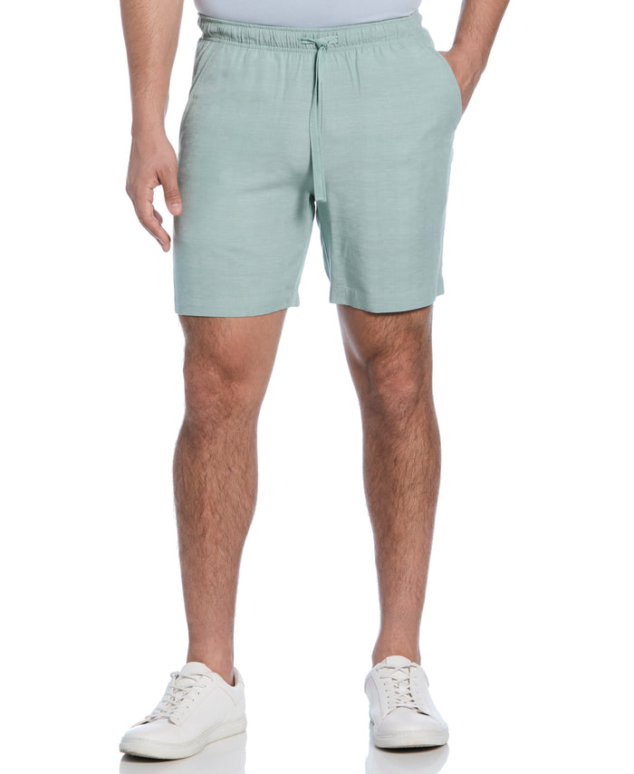 cubavera Solid Textured Pull On Drawstring Shorts Blue Surf