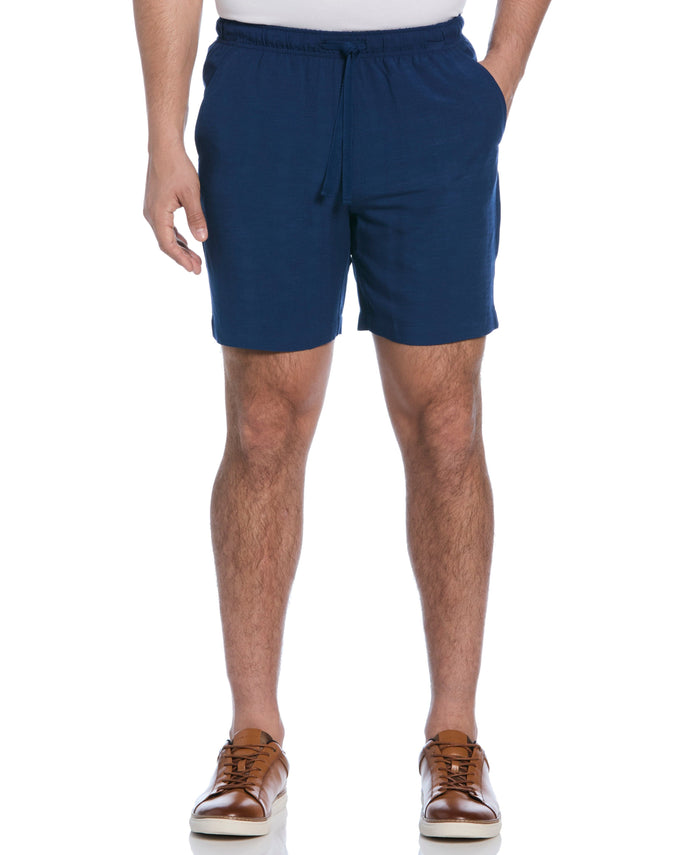 cubavera Solid Textured Pull On Drawstring Shorts Estate Blue