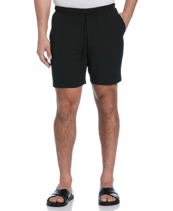 Cubavera Solid Textured Pull On Drawstring Shorts Jet Black
