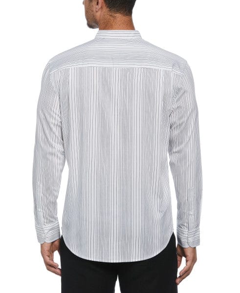 Cubavera Stripe Banded Collar Shirt Brilliant White