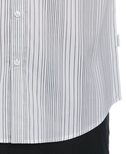 Cubavera Stripe Banded Collar Shirt Brilliant White