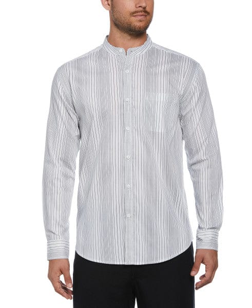 cubavera Stripe Banded Collar Shirt Brilliant White