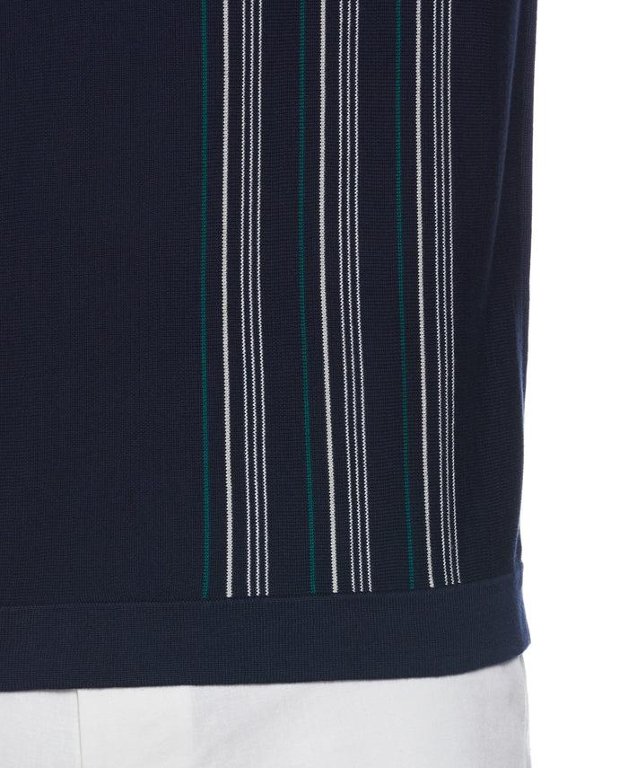 Cubavera Striped Johnny Collar Polo Sweater Naval Academy