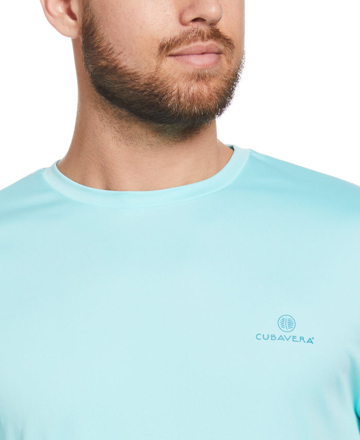 Cubavera Sun Protection Pineapple Print Stretch Shirt Aruba Blue