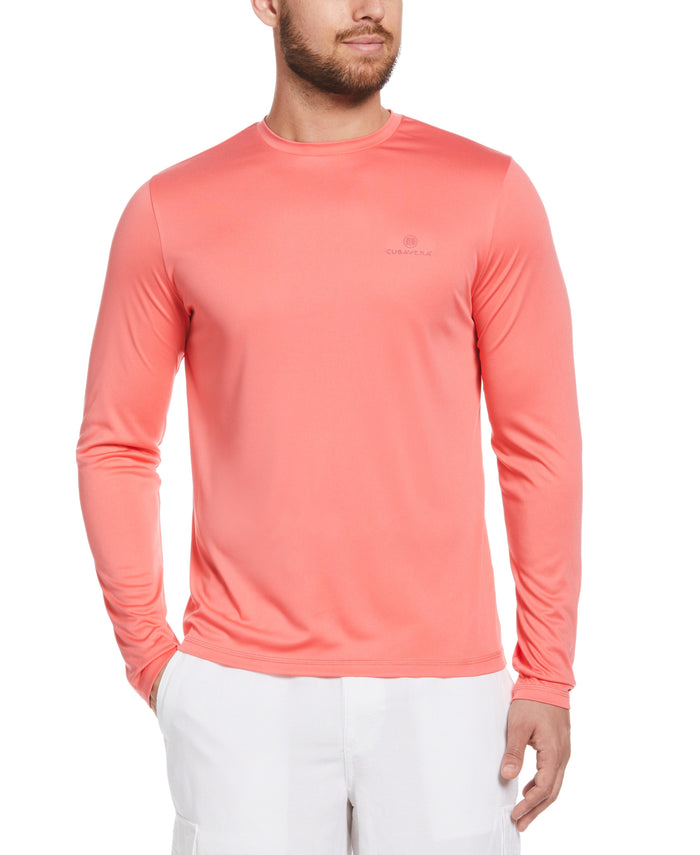 cubavera Sun Protection Pineapple Print Stretch Shirt Sun Kissed Coral