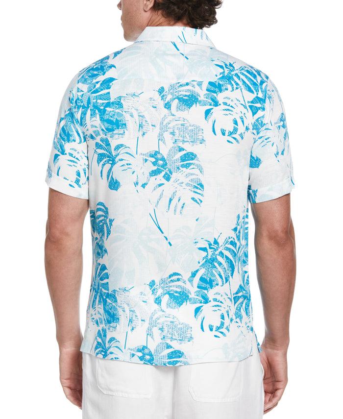 Cubavera Textured Geometric Palm Print Shirt Barrier Reef