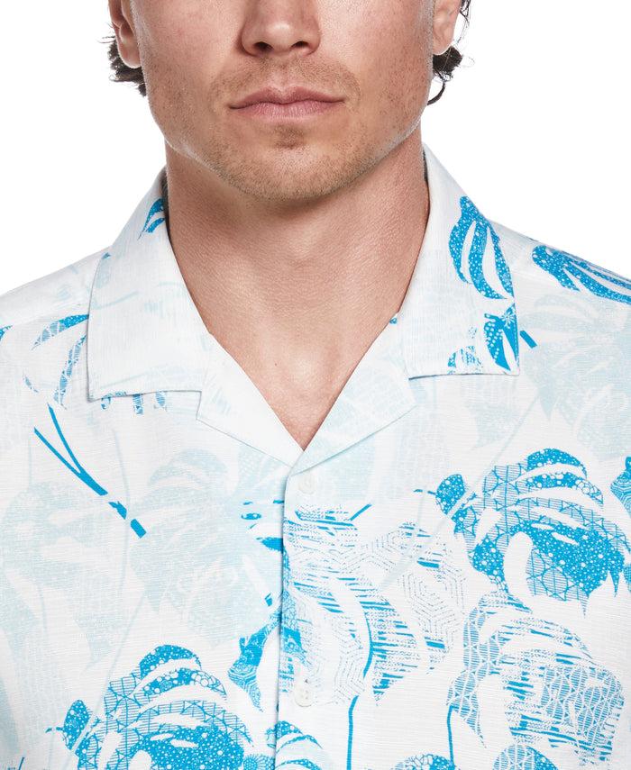 Cubavera Textured Geometric Palm Print Shirt Barrier Reef