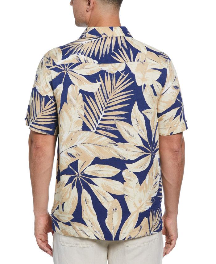 Cubavera Textured Large Scale Palm Print Shirt Blueprint