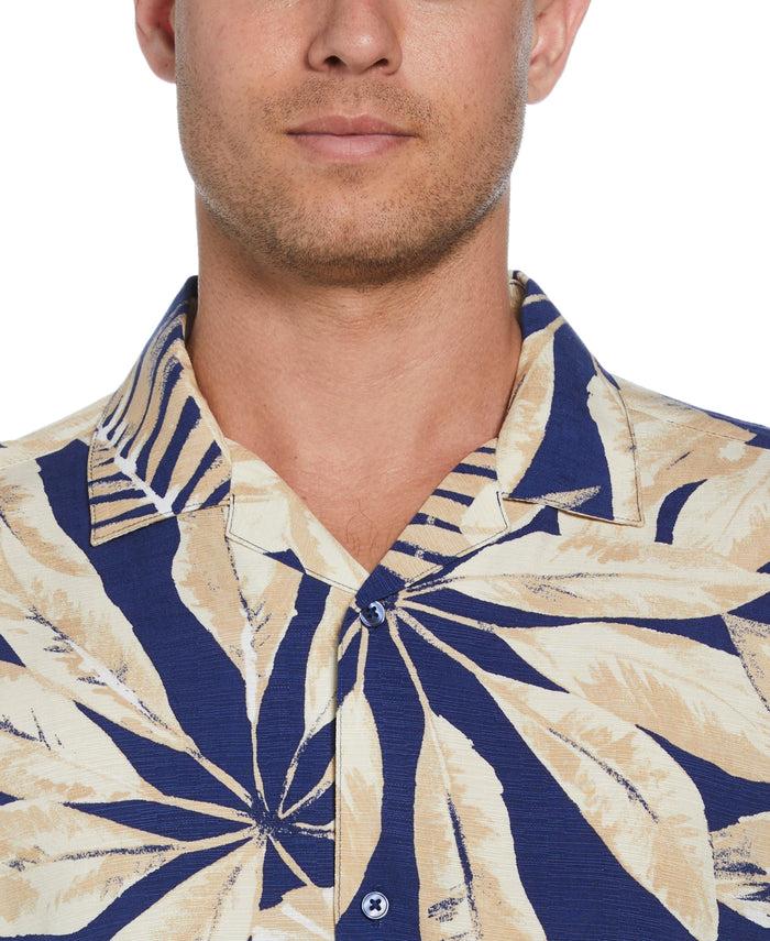 Cubavera Textured Large Scale Palm Print Shirt Blueprint