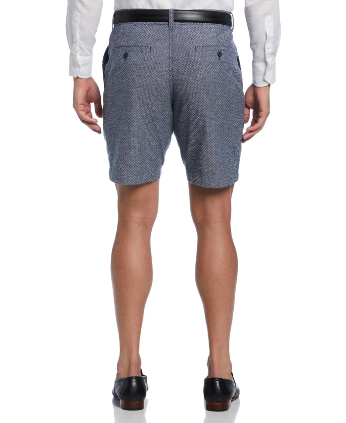 Cubavera Textured Linen-Blend Flat Front Short Dress Blues