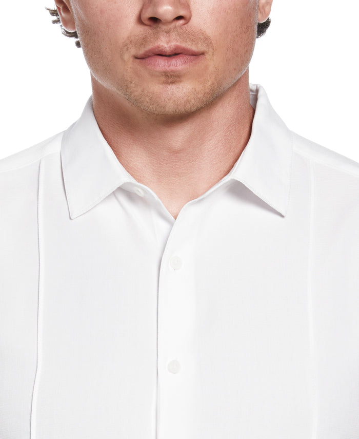 Cubavera Textured One-Tuck Panel Shirt Brilliant White