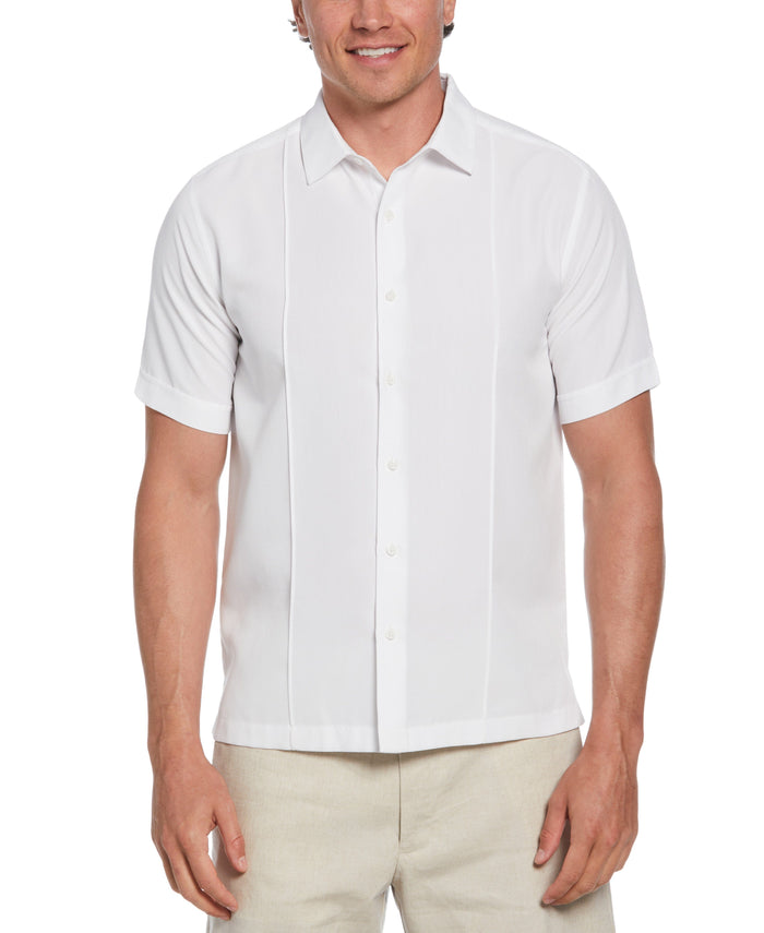 cubavera Textured One-Tuck Panel Shirt Brilliant White