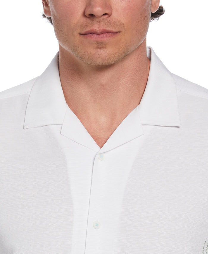 Cubavera Textured Parrot Print Shirt Brilliant White