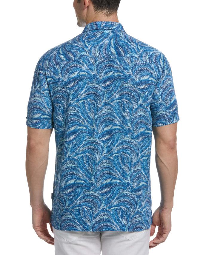 Cubavera Textured Wave Print Shirt Mediterranian Blue