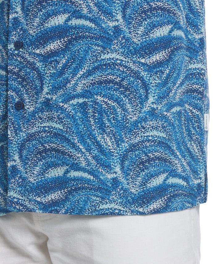 Cubavera Textured Wave Print Shirt Mediterranian Blue