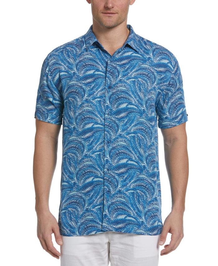 Cubavera Textured Wave Print Shirt Mediterranian Blue
