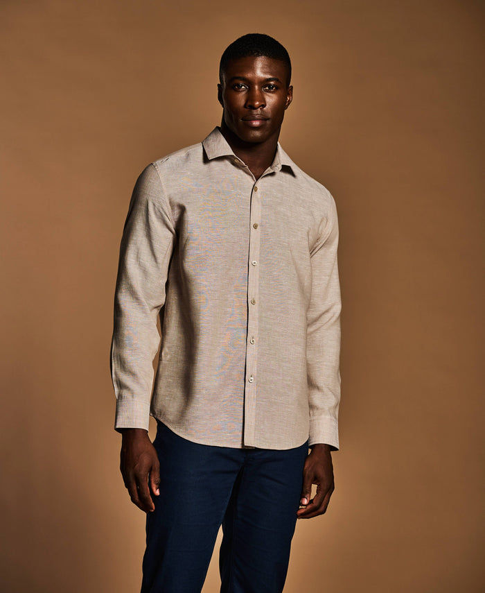 Cubavera Travelselect™ Linen-Blend Long Sleeve Shirt Dune