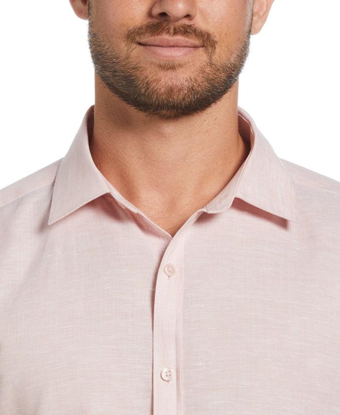 Cubavera Travelselect™ Linen-Blend Long Sleeve Shirt Silver Pink