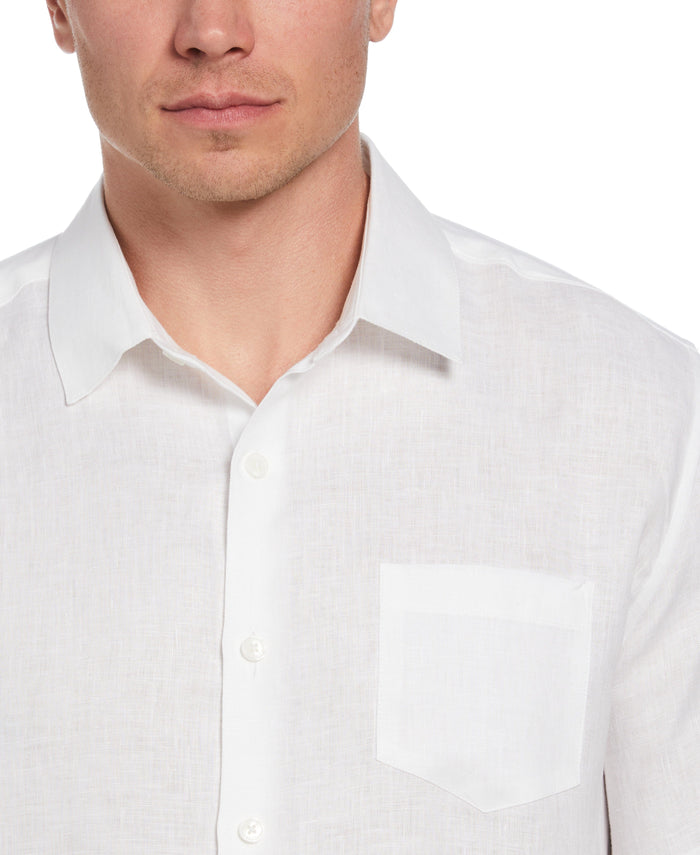 Cubavera TravelSelect™ Linen-Blend One Pocket Shirt Brilliant White