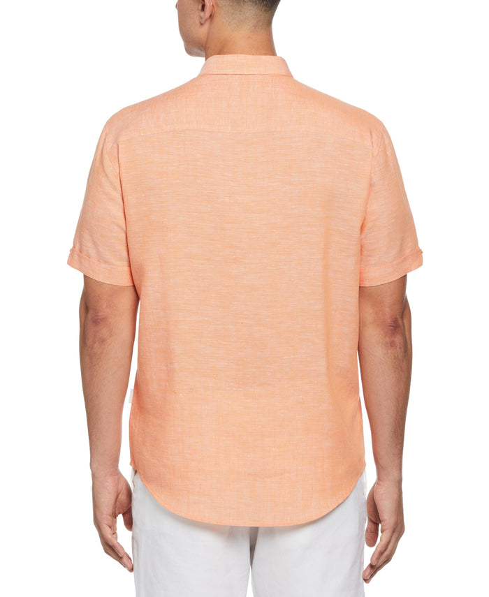 Cubavera TravelSelect™ Linen-Blend One Pocket Shirt Coral Rose