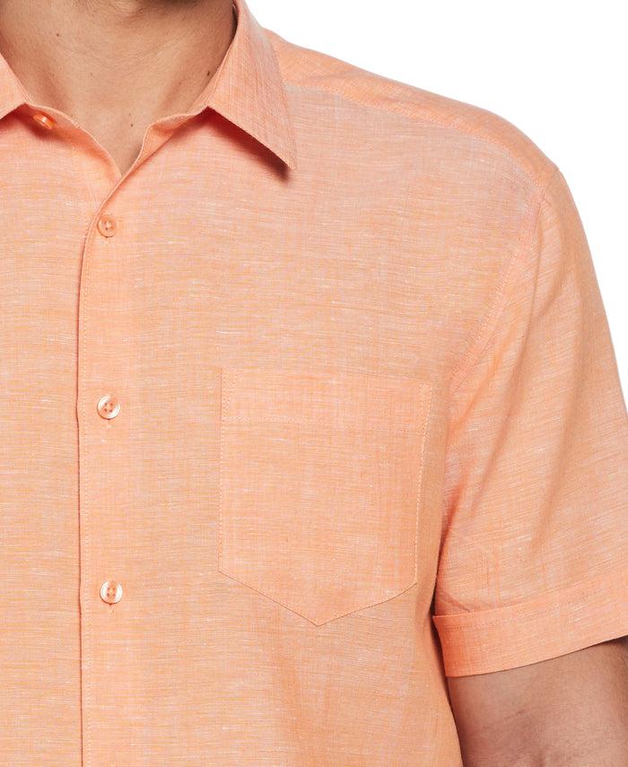 Cubavera TravelSelect™ Linen-Blend One Pocket Shirt Coral Rose