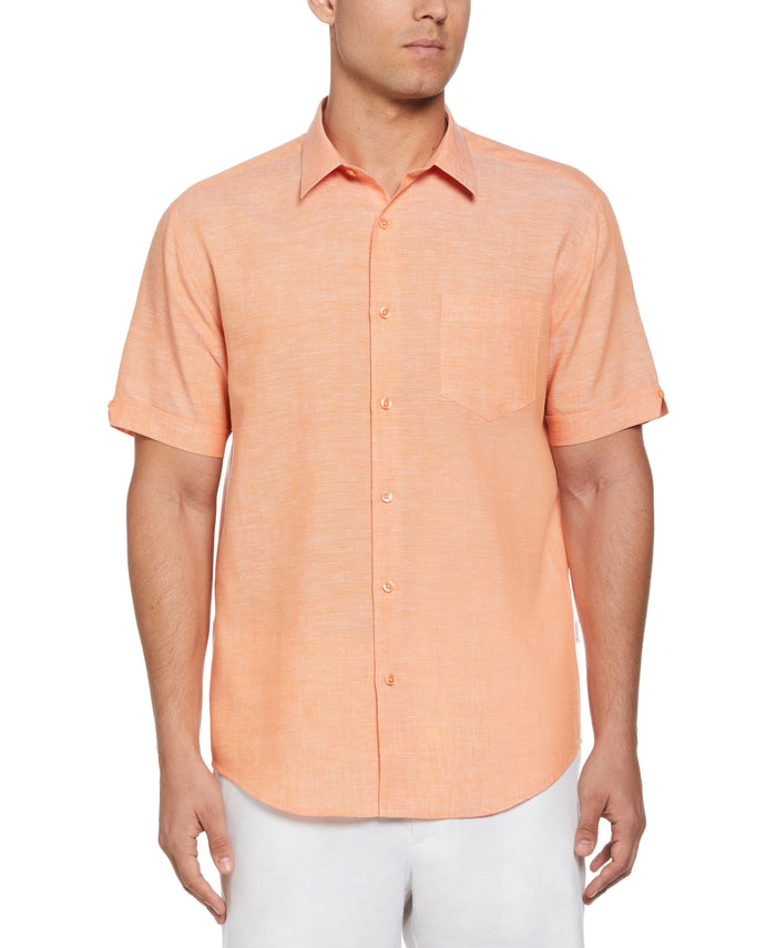 cubavera TravelSelect™ Linen-Blend One Pocket Shirt Coral Rose