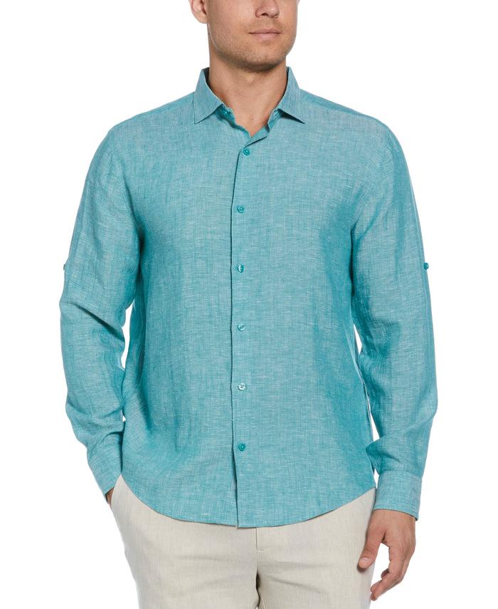 cubavera Travelselect™ Linen-Blend Rolled Sleeve Shirt Bayou