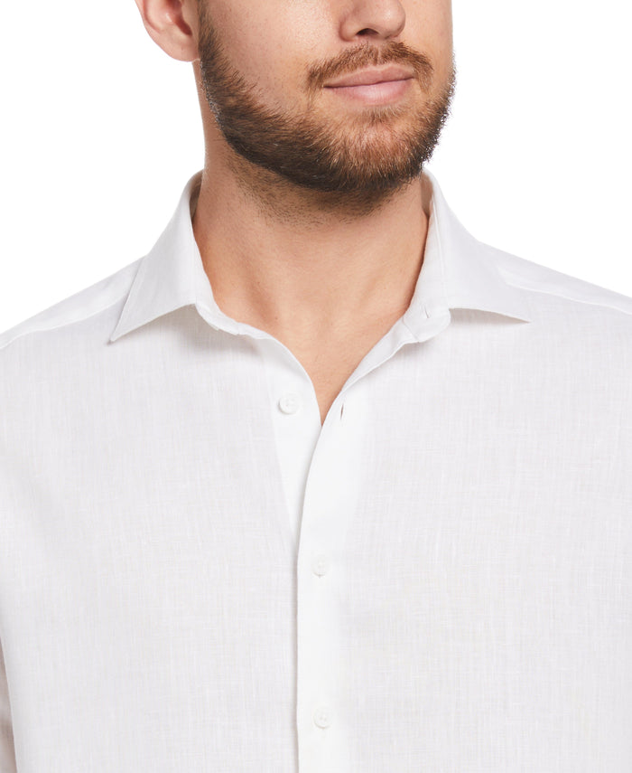 Cubavera Travelselect™ Linen-Blend Rolled Sleeve Shirt Brilliant White