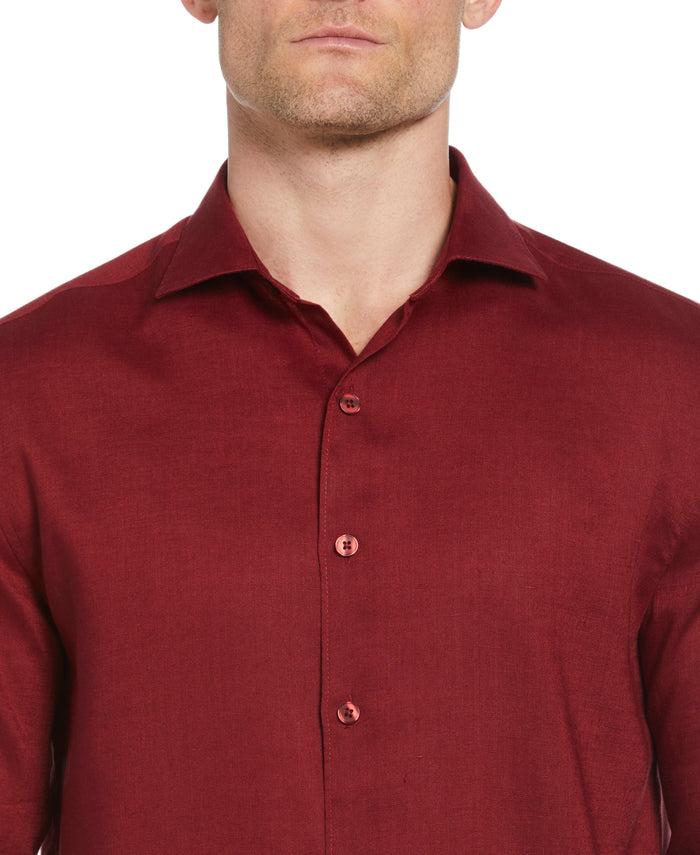 Cubavera Travelselect™ Linen-Blend Rolled Sleeve Shirt Cabernet