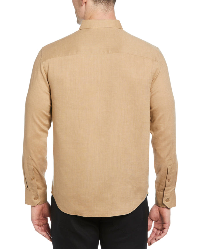 Cubavera Travelselect™ Linen-Blend Rolled Sleeve Shirt Cornstalk