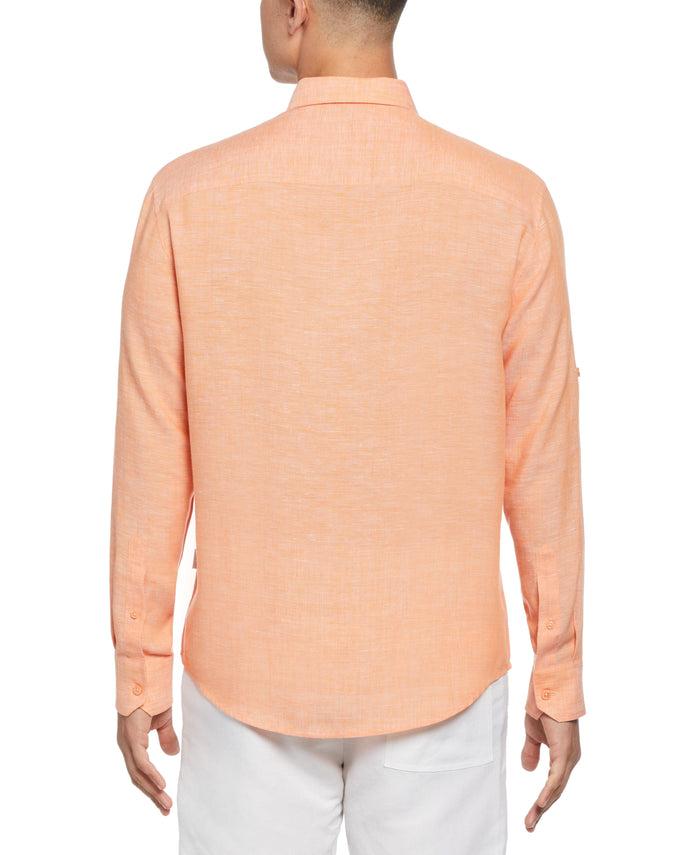 Cubavera Travelselect™ Linen-Blend Rolled Sleeve Shirt Coral Rose