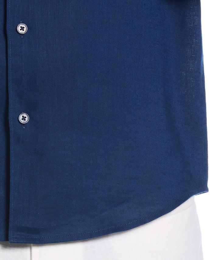 Cubavera Travelselect™ Linen-Blend Rolled Sleeve Shirt Estate Blue
