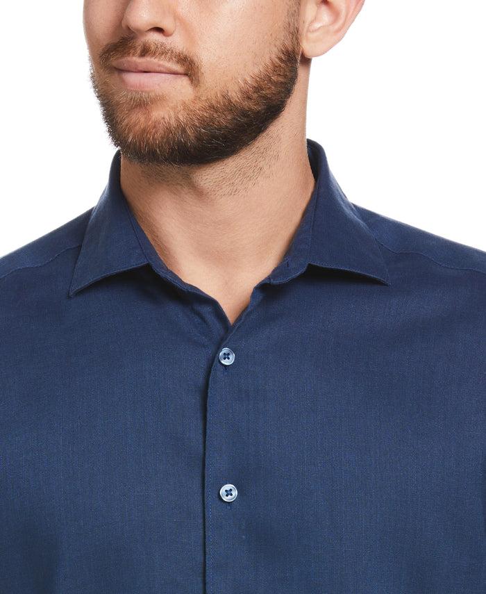 Cubavera Travelselect™ Linen-Blend Rolled Sleeve Shirt Insignia Blue
