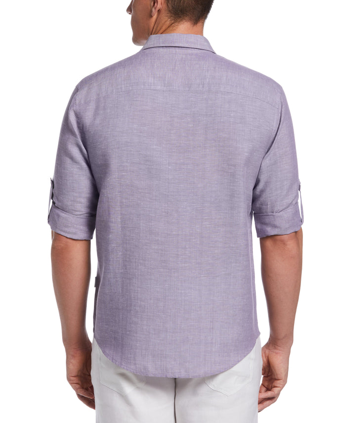 Cubavera Travelselect™ Linen-Blend Rolled Sleeve Shirt Mystical